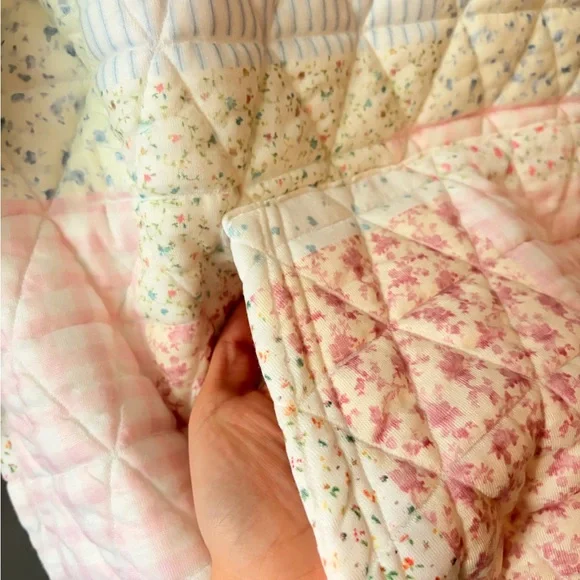 NWT Women's Quilted Patchwork Hoodie - Pastel Pink, Blue and Cream - Picture 6 of 11